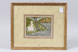 A FINE 18TH CENTURY INDIAN PAHARI SCHOOL PAINTING OF A SADU meditating in the wilderness. Image 5ins