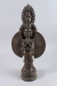 A LARGE CHINESE BRONZE 'AVALOKITESVARA' BUDDHA, 18½in high.