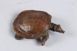 A SMALL BRONZE OKIMONO OF A TURTLE, 3in long.