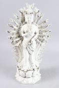 A LARGE, CHINESE BLANC DE CHINE FIGURE OF A MULTI-ARM GUANYIN, 17in high.