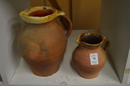Two Lakes Cornish pottery jugs.