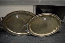 Two plated twin handled trays.
