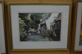 Gerald Woolley, The Bonifacius Bridge, Bruges, watercolour.