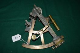 Early brass sextant indistinctly engraved with a Glasgow makers name.