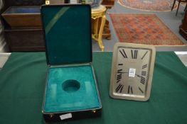 A good French leather cased strut clock, the dial signed A L'Emeraud, Lausanne.