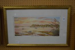 John Dimech, Brownsea Head sunset, colour print.