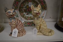 Two Basil Matthews pottery models of cats.