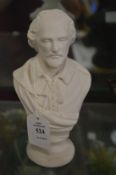 A small Parian ware bust of Shakespeare.