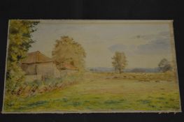 Henry Park Sage, a pastoral Surrey landscape, watercolour, signed and unframed.