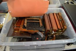 Mahogany folding plate cameras, sold as seen.