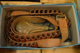 Cartridge belt, shot flask.