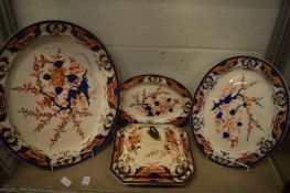 A quantity of Derby Imari dinnerware.