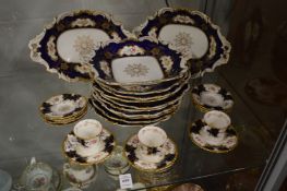 A quantity of coalport blue and gilt decorated teaware to include numerous plates, dishes etc, all