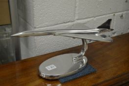 An aluminium model of Concorde.