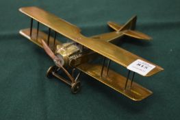 A very good brass 1:36 scale model of a SPAD VII biplane by Frank Hackett.