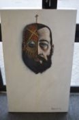 Baldwin, abstract study of the head of a bearded man, oil on canvas unframed, signed and dated 92.