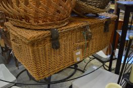 A large wicker hamper.