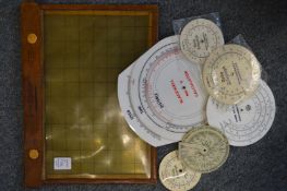 A collection of circular 'slide rules'.