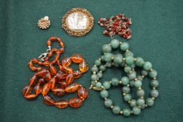 Jadeite necklace, amber necklace etc.