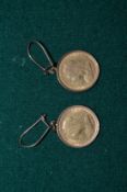 Two Victorian half sovereigns dated 1899 & 1900, mounted as earrings.
