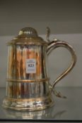 A good large Sheffield plate lidded tankard.