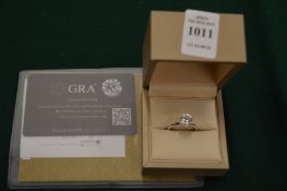 A 3ct Moissonite set in a sterling silver mount with certificate, the stone etched with