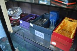 Boxed and other glassware.