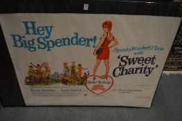 A poster for the film Sweet Charity starring Shirley MacLaine, unframed.