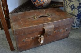 An early leather trunk.