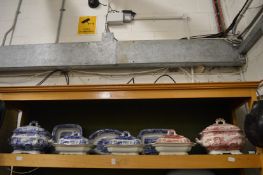 A good collection of Spode Italian pattern vegetable dishes, tureens and covers etc.