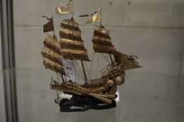 Chinese silver model of a junk.
