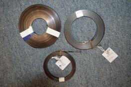 Three steel tapes to fit the winding handles in lot 762 & 763, measuring 50ft, 100ft and 200ft.