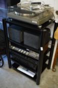 Hi-fi equipment with stand.