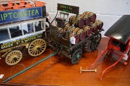 A good 1/8th scale scratch built model of a brewers dray complete with barrels.