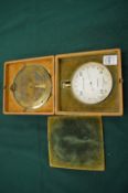 Negretti & Zambra, leather cased forecasting aneroid barometer with brass gauge.