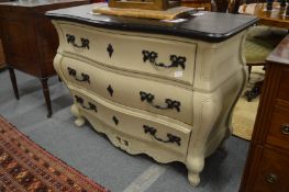 A French painted three drawer commode.