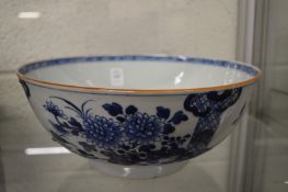 A Chinese blue and white punch bowl.