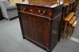 A reproduction mahogany side cabinet.