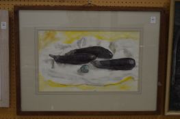 Daniel Vargon, Aubergines, watercolour, signed and dated 1959.