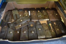 A good collection of carpenters plane irons by Mathieson, Buck, Mitchell etc.