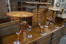 Three various tripod tables.