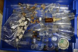Glass measuring bottles etc.