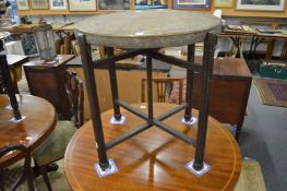 A Chinese engraved brass tray table.