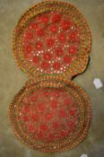 A pair of Suzani circular cushion covers.