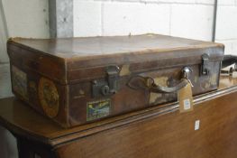 An old leather suitcase.