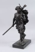 HARRY JACKSON (1924 - 2011) AMERICAN. AN EARLY AMERICAN BRONZE SETTLER carrying a gun. TRAPPER II.