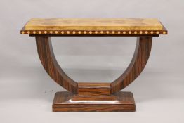 A GOOD ART DECO DESIGN TWO COLOUR CONSOLE. 4ft 2ins long x 2ft 10ins high.