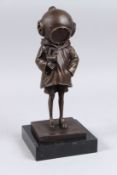 AFTER BANKSY. DIVER, Signed, on a marble base. 10.5ins high.