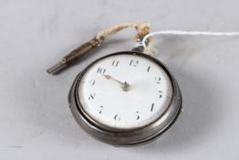 A GEORGE III SILVER VERGE POCKET WATCH by Wm,Browne, London. No. 53307 with outer case.