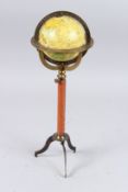 A GLOBE ON A STAND. 16ins high.